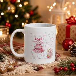 Gepersonaliseerde Roze Kerstboom Mok