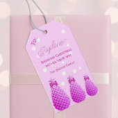 Gepersonaliseerde roze kerstdennenappels  cadeaulabel