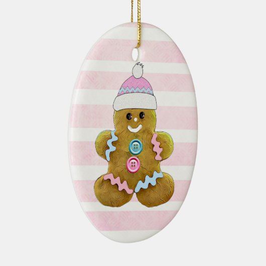Gepersonaliseerde roze kerstman keramisch ornament (Rechts)