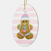 Gepersonaliseerde roze kerstman keramisch ornament (Links)
