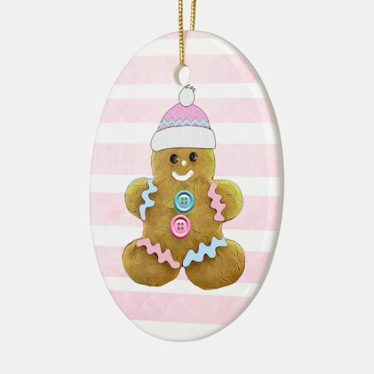 Gepersonaliseerde roze kerstman keramisch ornament (Links)