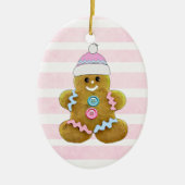 Gepersonaliseerde roze kerstman keramisch ornament (Voorkant)
