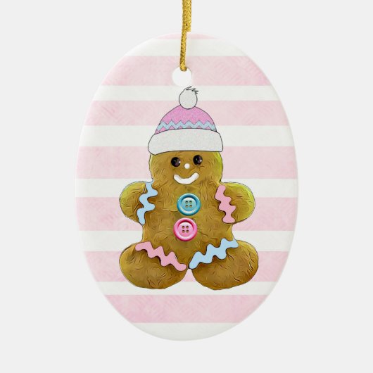 Gepersonaliseerde roze kerstman keramisch ornament (Voorkant)