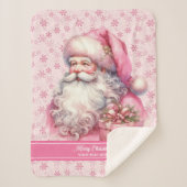 Gepersonaliseerde Roze Kerstman Meisjes Deken Kers (Voorkant)