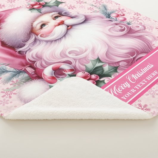 Gepersonaliseerde Roze Kerstmandeken Meisjes Kerst Sherpa Deken (3/4)