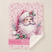 Gepersonaliseerde Roze Kerstmandeken Meisjes Kerst Sherpa Deken (Voorkant)