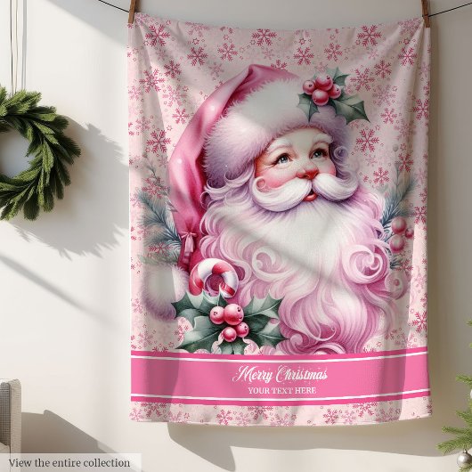 Gepersonaliseerde Roze Kerstmandeken Meisjes Kerst Sherpa Deken