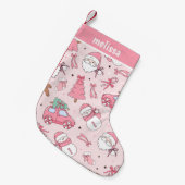 Gepersonaliseerde Roze Kerstmis Kleine Kerstsok (Voorkant (Hangend))