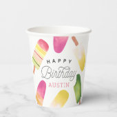 Gepersonaliseerde roze kinderen Birthday Party Papieren Bekers (Achterkant)