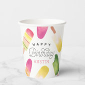 Gepersonaliseerde roze kinderen Birthday Party Papieren Bekers (Voorkant)