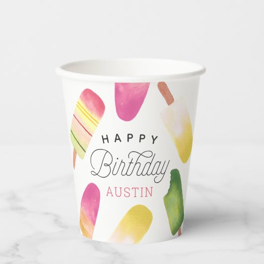 Gepersonaliseerde roze kinderen Birthday Party Papieren Bekers (Voorkant)