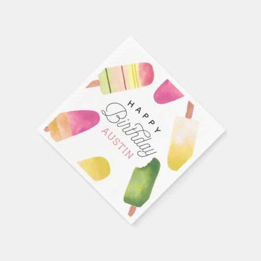 Gepersonaliseerde roze kinderen Birthday Party Servet (Hoek)