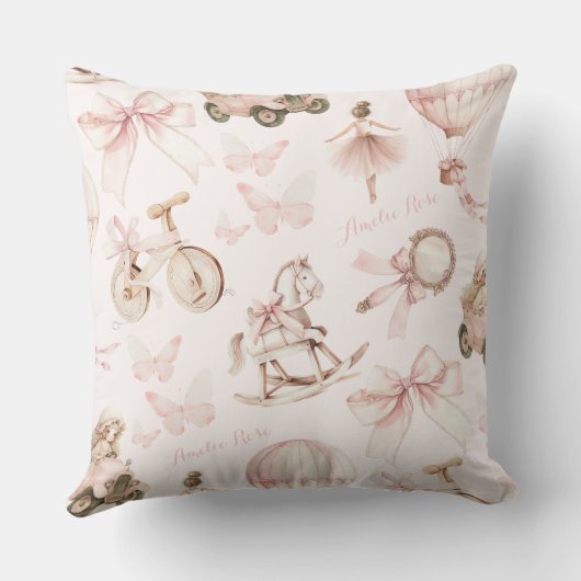 Gepersonaliseerde  roze kinderkamer kussen (Achterkant)