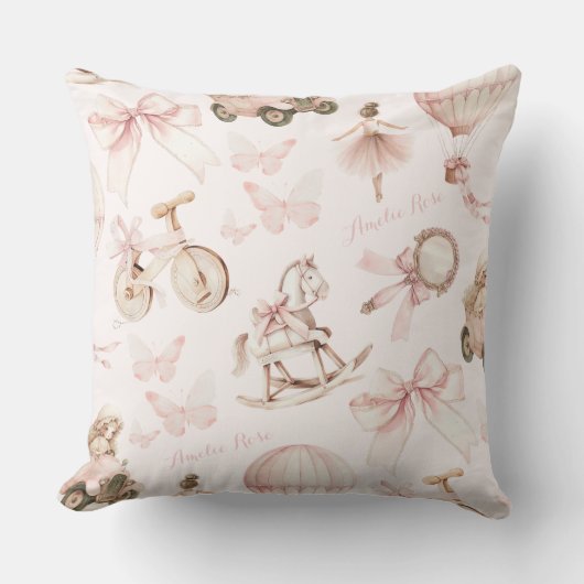 Gepersonaliseerde  roze kinderkamer kussen (Voorkant)