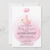 Gepersonaliseerde Roze Kitten Baby Meisje Douche Kaart (Voorkant)