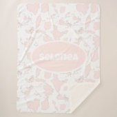 Gepersonaliseerde roze Koe Print Sherpa Deken (Voorkant)