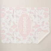 Gepersonaliseerde roze Koe Print Sherpa Deken (Voorkant (horizontaal))