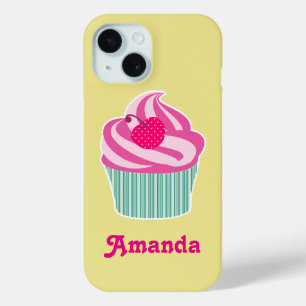 Gepersonaliseerde roze koekje wi poladots kerry iPhone 15 case