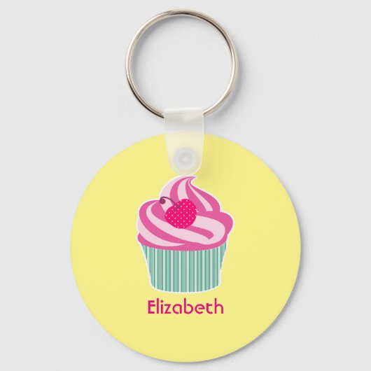 Gepersonaliseerde roze koekje wi poladots kerry sleutelhanger (Voorkant)