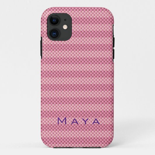 Gepersonaliseerde roze koolstofvezel gepatterd Case-Mate iPhone case (Achterkant)