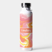 Gepersonaliseerde roze, koraal, geel, vloeiende ku waterfles (Links)