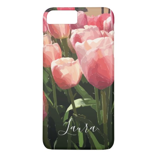 Gepersonaliseerde roze koraal tulpen Case-Mate iPhone case (Achterkant)