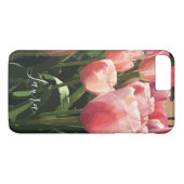 Gepersonaliseerde roze koraal tulpen Case-Mate iPhone case (Achterkant (Horizontaal))