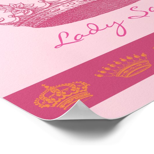 Gepersonaliseerde roze kroon poster (Hoek)