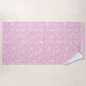 Gepersonaliseerde Roze Kustcowgirl Bachelorette Strandlaken (Voorkant)