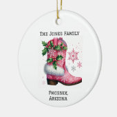 Gepersonaliseerde Roze Land/Westerne Xmas Cowboy B Keramisch Ornament (Links)