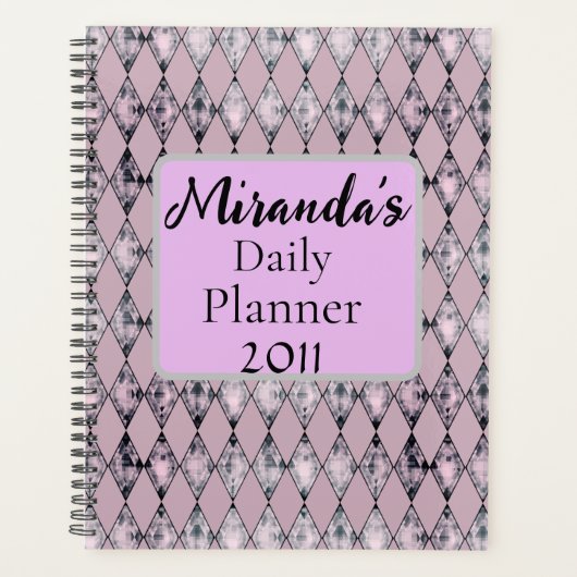 Gepersonaliseerde Roze Lavendel Harlequin Planner (Voorkant)