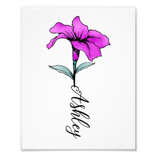 Gepersonaliseerde roze lelie bloem foto afdruk (Voorkant)
