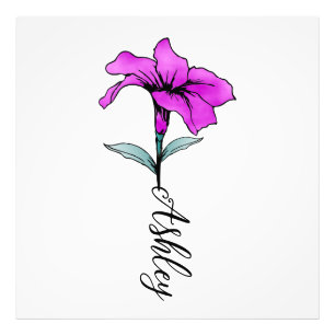 Gepersonaliseerde roze lelie bloem foto afdruk