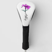 Gepersonaliseerde roze lelie bloem golfheadcover (Voorkant)