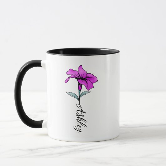 Gepersonaliseerde roze lelie bloem mok (Links)