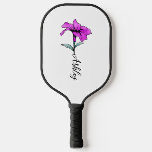 Gepersonaliseerde roze lelie bloem pickleball paddle