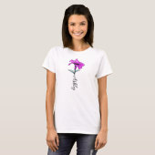 Gepersonaliseerde roze lelie bloem t-shirt (Voorkant volledig)