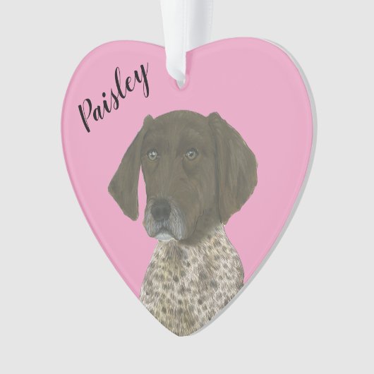 Gepersonaliseerde roze lever Duitse kortharige poi Ornament (voorkant)