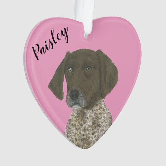 Gepersonaliseerde roze lever Duitse kortharige poi Ornament (voorkant)