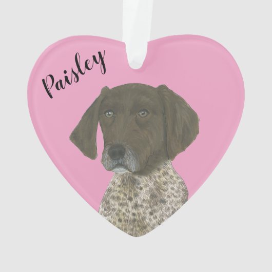 Gepersonaliseerde roze lever Duitse kortharige poi Ornament (achterkant)