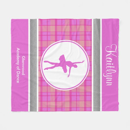 Gepersonaliseerde roze liefhebber speldendanser fleece deken (Voorkant (Horizontaal))