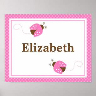 Gepersonaliseerde Roze Lieveheersbeestje Stippen N Poster