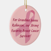 Gepersonaliseerde roze lint borstkanker Ornamenten (Rechts)