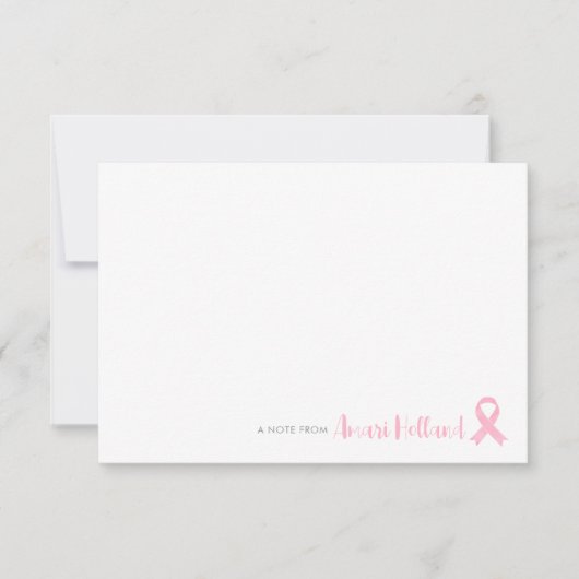 Gepersonaliseerde roze lint Note Kaart (Voorkant)