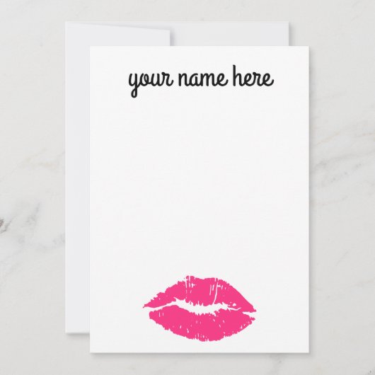Gepersonaliseerde roze lippen Notecards Bedankkaart (Voorkant)