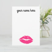 Gepersonaliseerde roze lippen Notecards Bedankkaart (Staand voorkant)