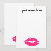 Gepersonaliseerde roze lippen Notecards Bedankkaart (Voorkant / Achterkant)