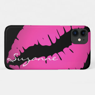 Gepersonaliseerde Roze Lippen Print iPhone 11 Hoesje