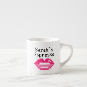 Gepersonaliseerde roze lippenprint espressokop mok