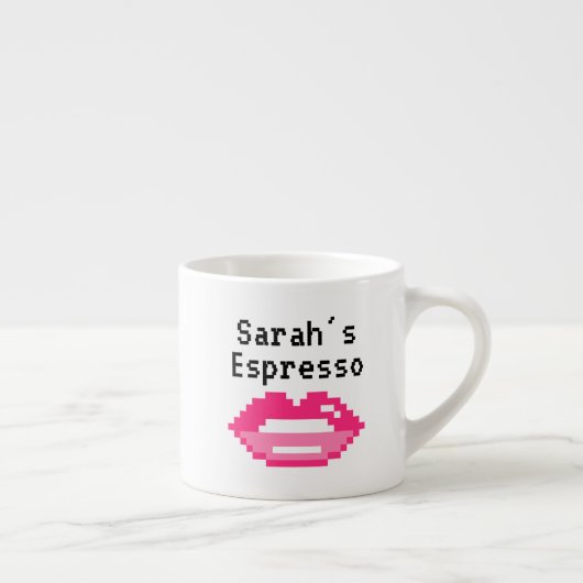 Gepersonaliseerde roze lippenprint espressokop mok (Rechts)